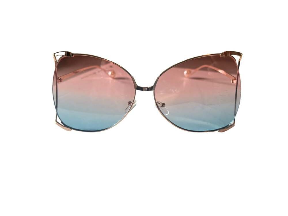 Oversized Gradient Butterfly Sunglasses with Pearl Temples EA0390